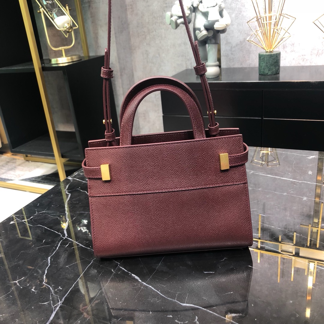 Saint Laurent Manhattan Box Nano Calfskin Shoulder Bag Handbag Dark Red 593741 